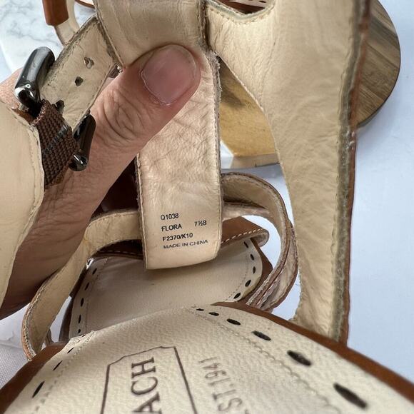 COPY - EUC COACH FLORA 7.5 B Leather Heels Strappy Open Toe 2-Buckle Sandal Sho… - Picture 10 of 12